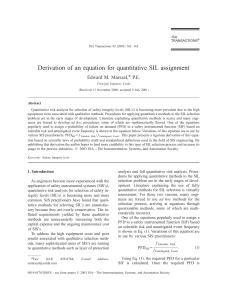 [ISA Transactions 2003-jan vol. 42 iss. 1] Edward M. Marszal  P.E. - Derivation of an equation for quantitative SIL assignment (2003) [10.1016 s0019-0578(07)60122-0] - libgen.li