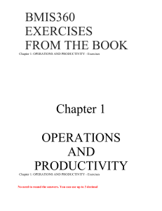 BMIS360 Exercises: Operations, Project Management, Forecasting