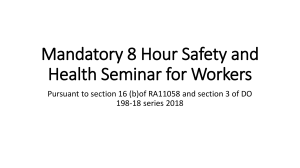 Mandatory 8 Hour Safety and Health Seminar
