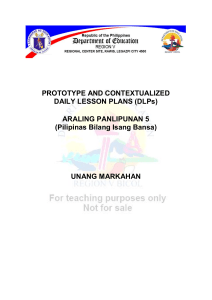 Araling Panlipunan 5 Daily Lesson Plans (Philippines)