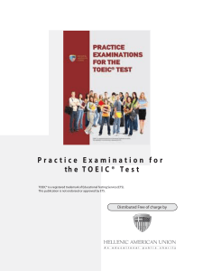 Practice Examination for the TOEIC Test