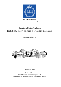PHD thesis Probability theory as logic in Quantum mechanics - Anders Mansson 2007 60 pages