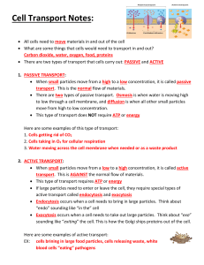 Cell Transport Notes KEY