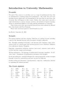 Introduction to University Mathematics