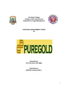 STRATEGIC MANAGEMENT PAPER On PUREGOLD