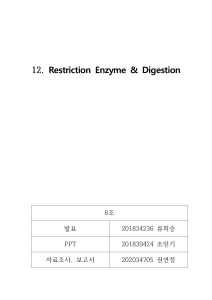 8조 Restriction Enzyme & Digestion