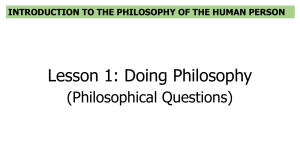 Lesson 1 Philosophical Questions