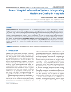 Role of Hospital Information Systems in Improving Healthcare Quality in Hospitals
