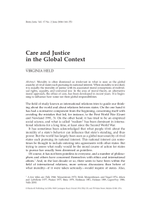 Care and Justice in the Global Context - Virginia Held