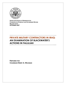 United States House of Representatives Blackwater Fallujah Waxman Report 070926