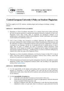 Central European University's Policy on Student Plagiarism