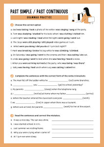  White Cantaloupe And Grayscale Past Simple And Past Continuous Grammar Practice Worksheet