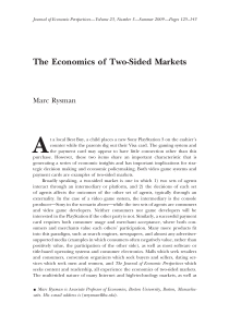 (1) Economics of Two-sided Markets