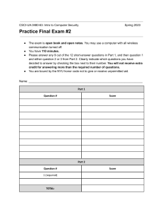 Practice Final Exam 2 - solutions