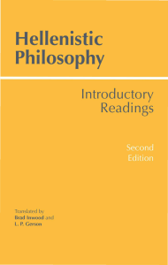 Hellenistic Philosophy Intro Readings