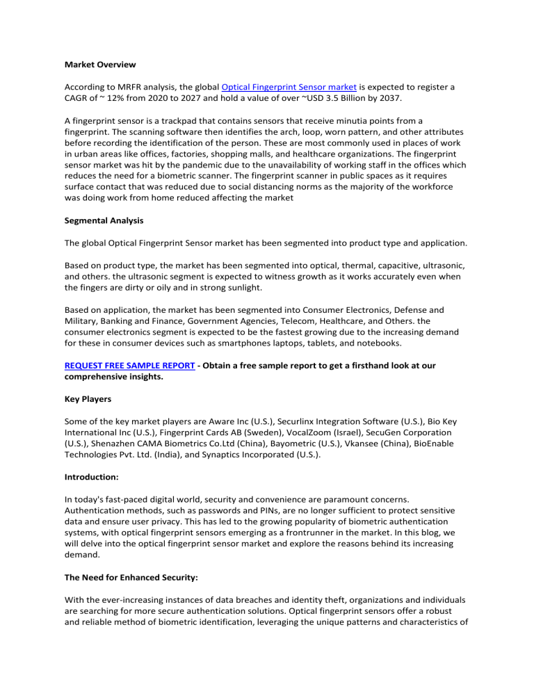 Optical Fingerprint Sensor Market