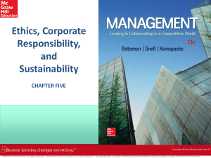 Ethics, Corporate Responsibility and Sustainability