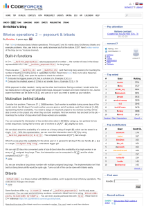 Bitwise Operations: Popcount & Bitsets in C++