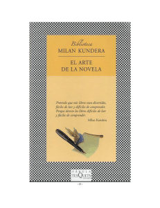 EL ARTE DE LA NOVELA Milan Kundera