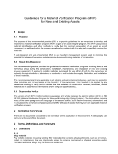 Material Verification Program Guidelines for Assets