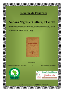 Cheikh Anta Diop Résumé de Nations nègres et Culture 
