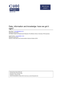 Data information and knowledge have we g