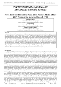 View of Move Analysis of President Nana Addo Dankwa Akufo-Addo's 2017 Presidential Inaugural Speech (PI