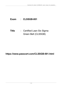 CLSSGB-001 Certified Lean Six Sigma Green Belt (CLSSGB) Dumps