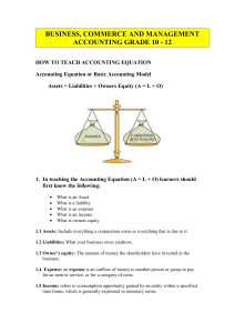 ACCOUNTING GRADE 10 - 12 HOW TO TEACH ACC EQUATION