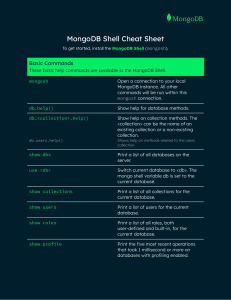 Mongo DB Shell Cheat Sheet 