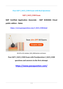 SAP C S4CS 2308 Certification Sample Questions