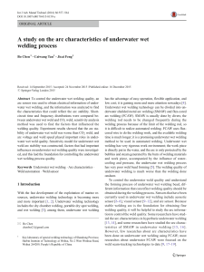 Underwater Wet Welding Arc Characteristics Study