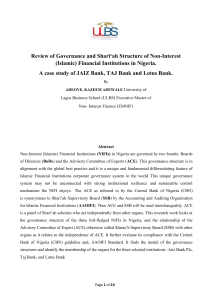 Review of Governance and Sharī‘ah Structure of Non-Interest (Islamic) Financial Institutions in Nigeria by Adeoye Kazeem A