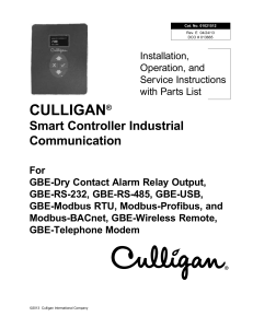 Culligan IOM Smart Controller Industrial Communications