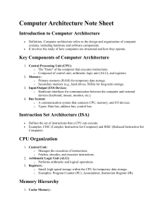 Computer Architecture Note Sheet