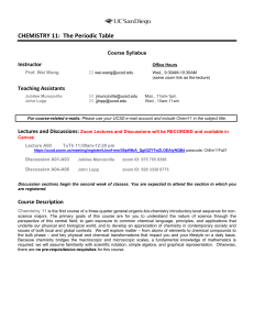 Chemistry 11: Periodic Table - Course Syllabus