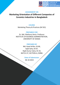 Assignment on Marketing Orientation