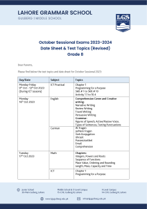 G8 Revised Oct Sessional Datesheet 2023-24