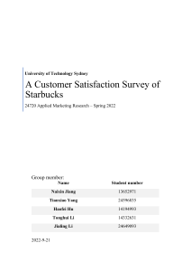 A Consumer Satisfaction Survey of Starbucks