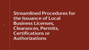 Streamlined Procedures for Issuance of Local Business Licences in PH