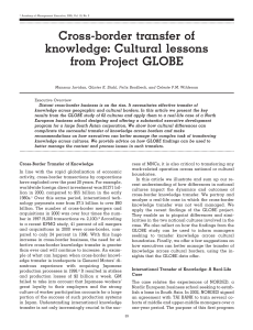3. Javidan, M., Stahl, G., Brodbeck, F.,  Wilderom, C. P. M. (2005). Cross-border transfer of knowledge