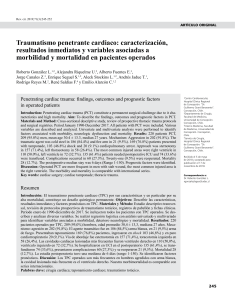 Traumatismo penetrante cardiaco caracterización, resultados inmediatos y variables asociadas a morbilidad y mortalidad en pacientes operado