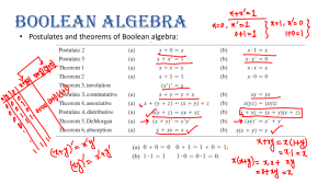 Boolean Algebra, Digital Logic CSE231.4 Lec1