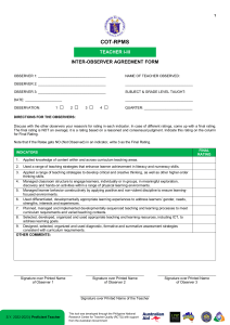 [Appendix C-09] COT-RPMS Inter-observer Agreement Form for T I-III for SY 2022-2023