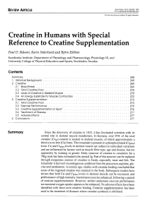 Creatine in Humans with Special Reference to Creatine Supplementation