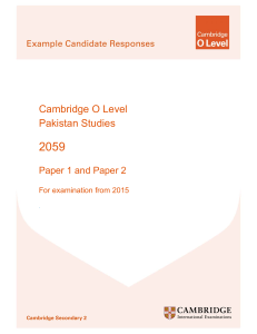 2059 Example Candidate Responses for examination from 2015