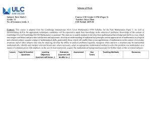 Pure Math 3 Scheme of Work - CIE Grade 11