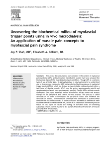 (Article) Uncovering the biochemical milleu of myofascial trigger points - Shah & Gilliams