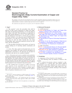 E243-13 Standard Practice for Electromagnetic (Eddy Current) Examination of Copper and Copper-Alloy Tubes