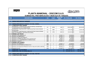 3. Cuadro de cantidades mecánicas tks - Presupuesto planta DISCOM